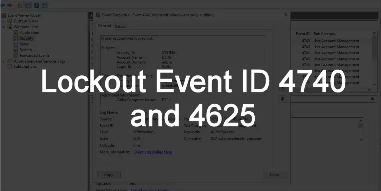 Account lockout event id 4740