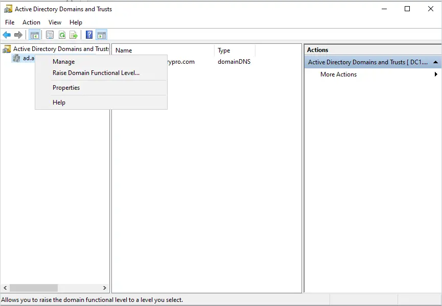 domains and trust console