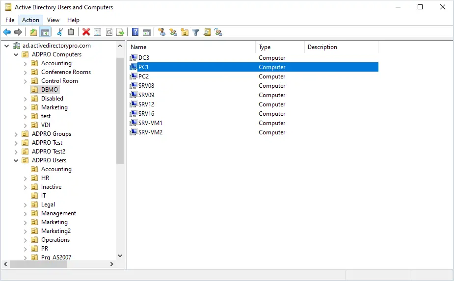 Active Directory Users and Computers