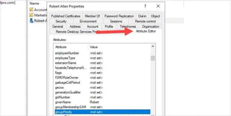 list of active directory attributes