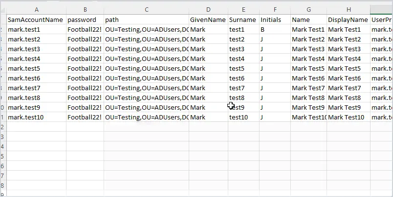 configure csv file