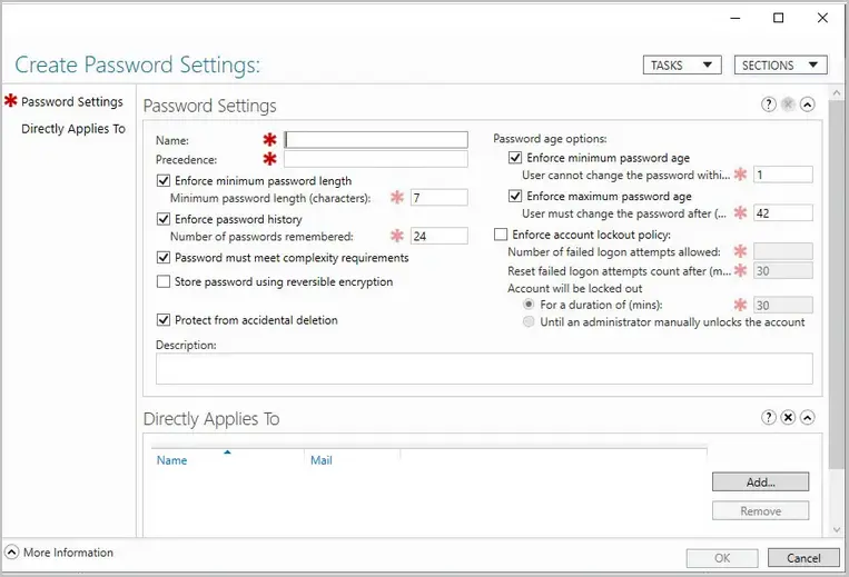 find grained password policy 