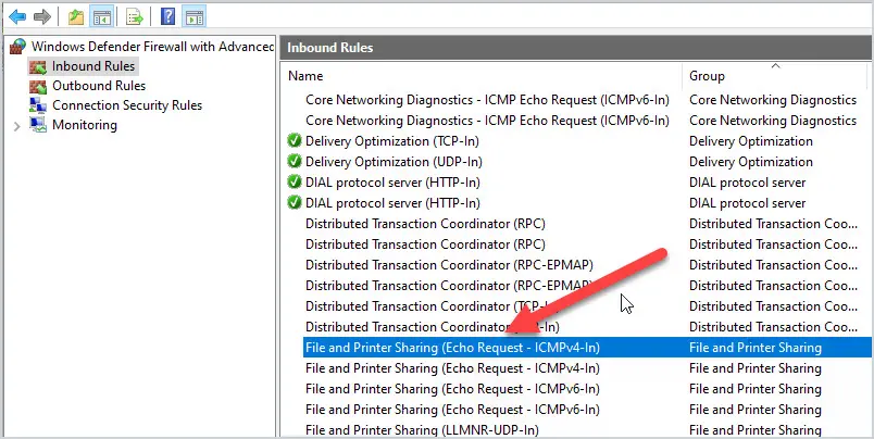 select file and printer sharing