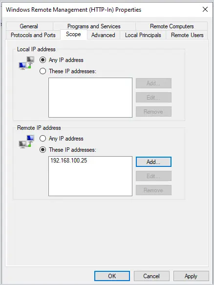 set remote ip address