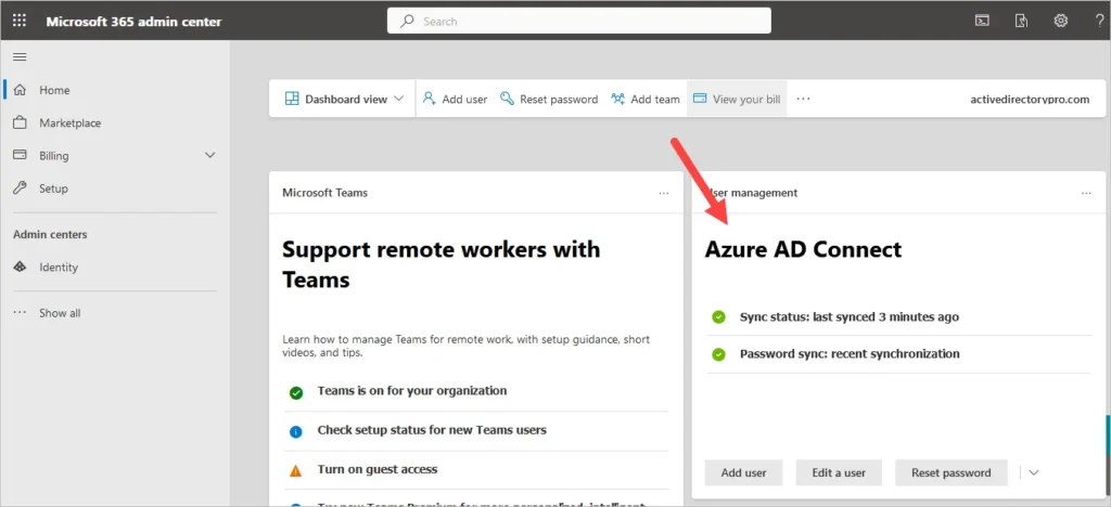 check azure ad connect sync status