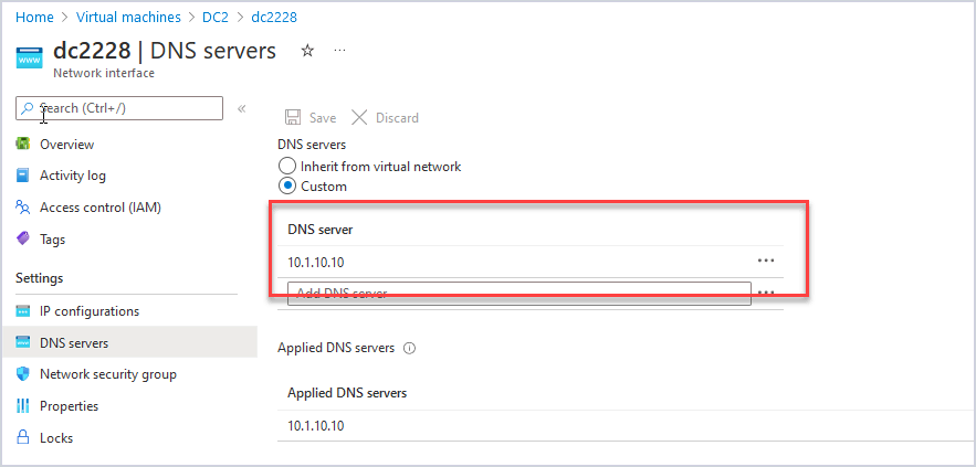 set dns servers for nic