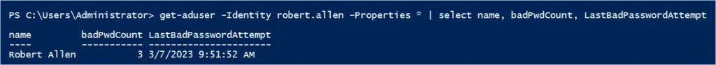 check lastbadpasswordattempt powershell