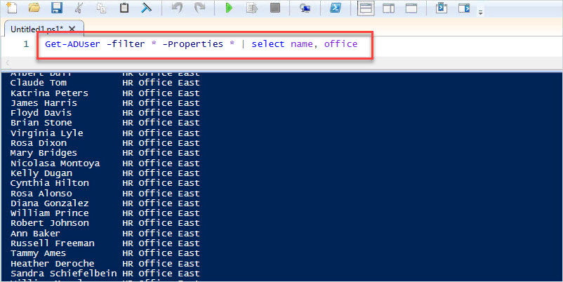 check all users office attribute with powershell