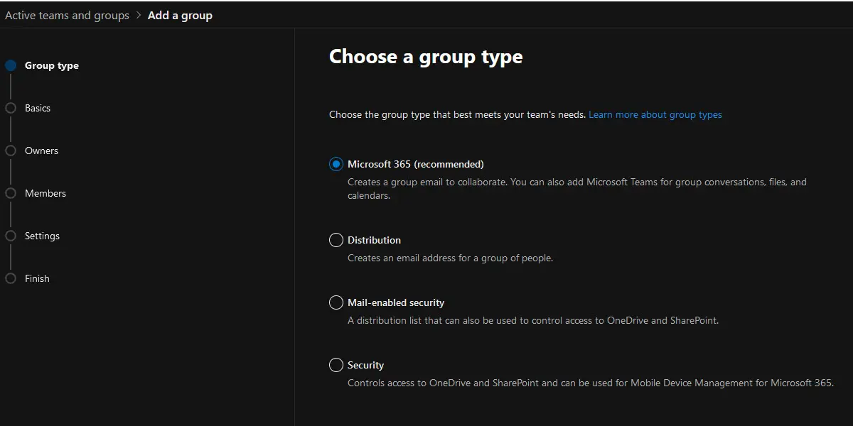 How to create a microsoft 365 group