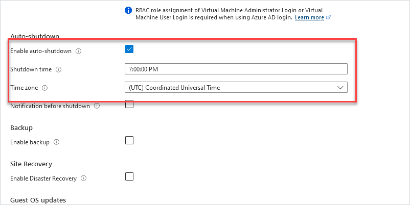 virtual machine auto shutdown