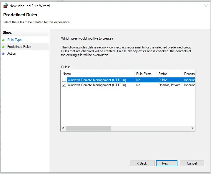 enable windows remote management rule