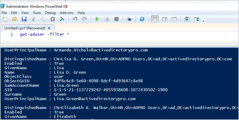get-aduser all domain users