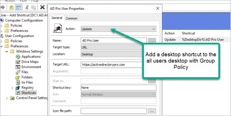 How to add desktop short using gpo