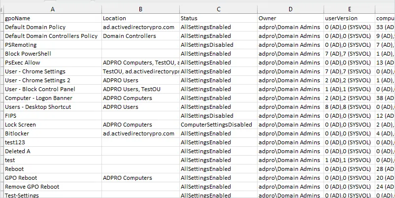 gpo report excel