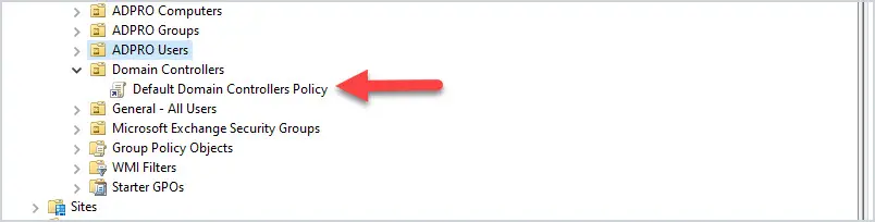 default domain controllers policy