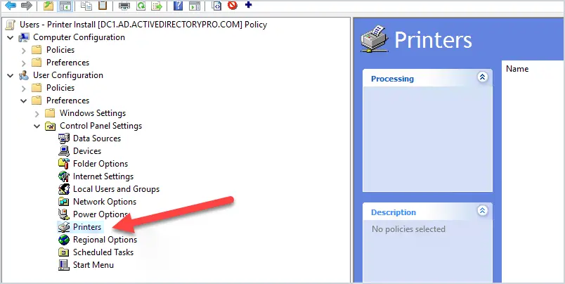 gpo printer settings