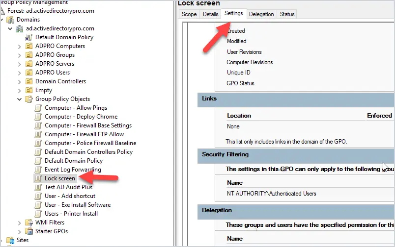 verify gpo settings after restore