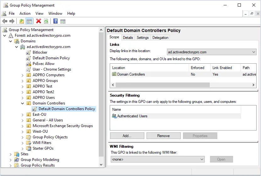 group policy management console