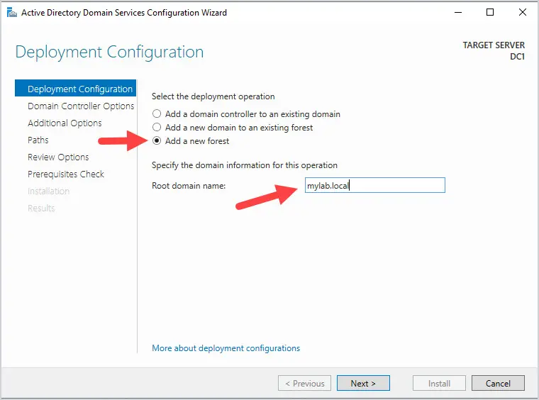 add server to a new forest and domain