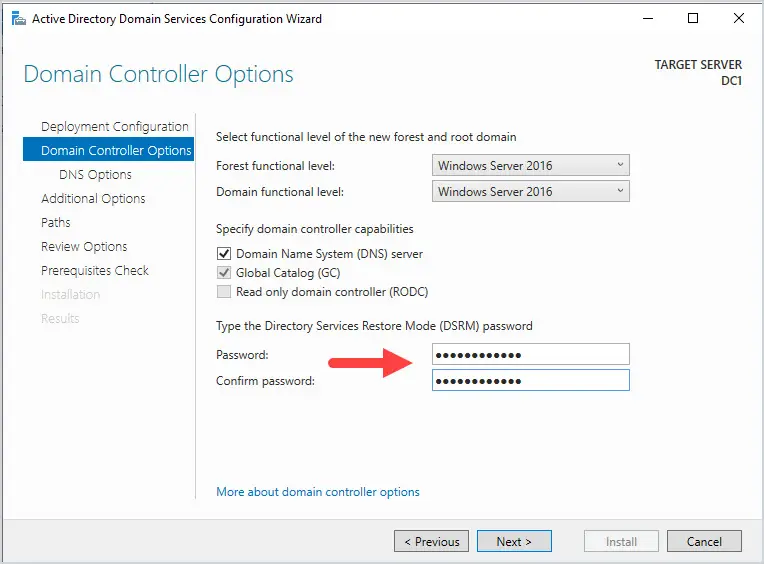 set dsrm password