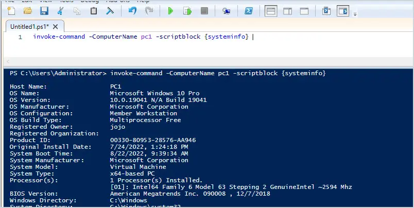 invoke command get windows version