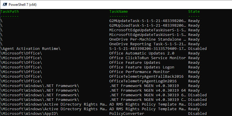 How to list scheduled tasks with powershell