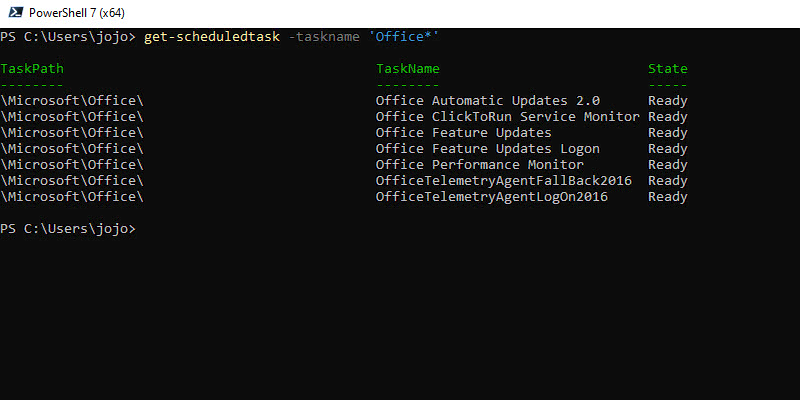 scheduled tasks wildcard search office name