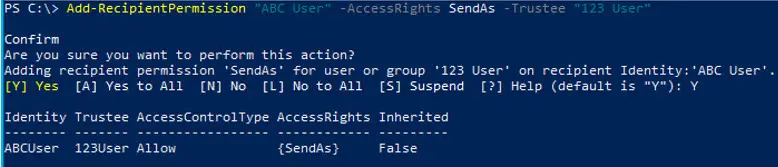 Add-RecipientPermission cmdlet