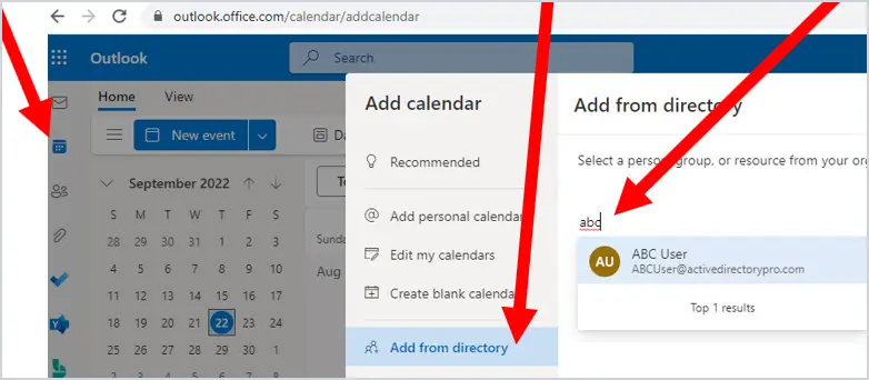 outlook web add another calendar