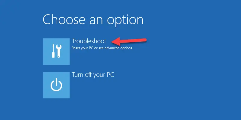 select troubleshoot