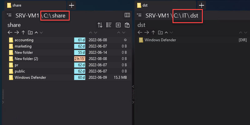 exclude empty directories folder comparison