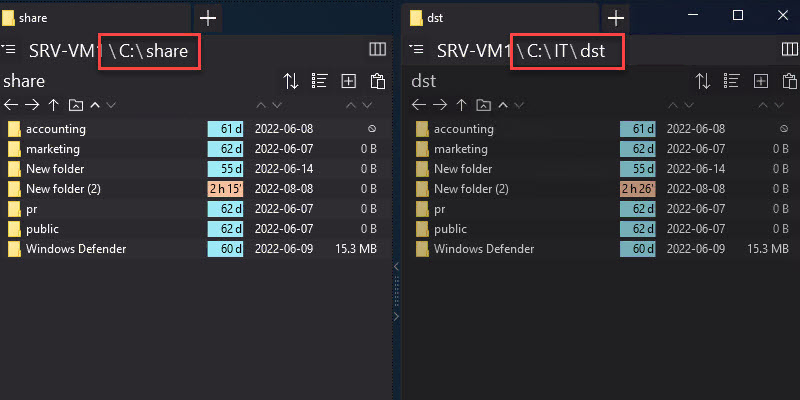 empty directory folder comparison