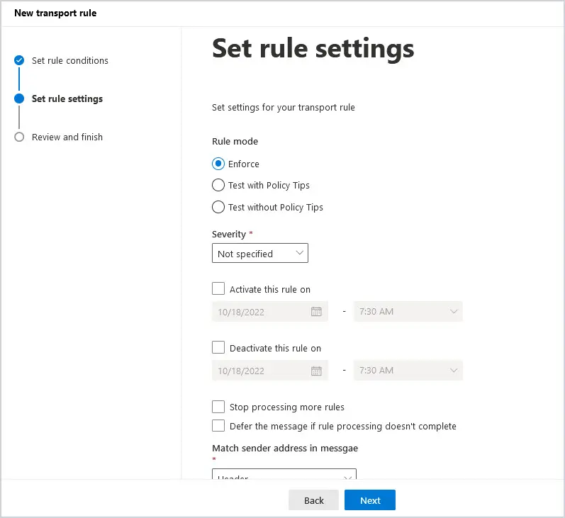 enforce the transport rule