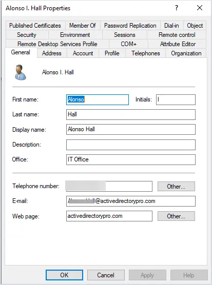 active directory user account