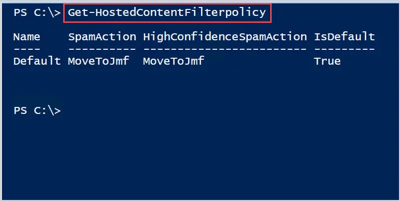 Get-HostedContentFilterPolicy cmdlet