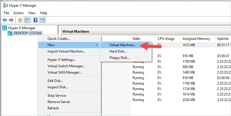 create a new virtual machine