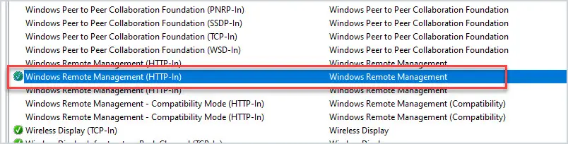 windows remote management firewall status